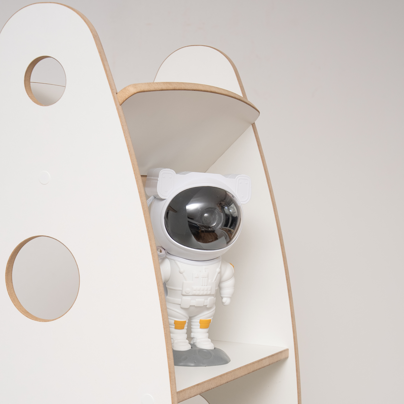 MAMOI® Children’s rocket-shaped bookshelf, wooden Montessori bookcase, kids book and toy organizer, shelf for children’s room, 100% ECO, Made in EU